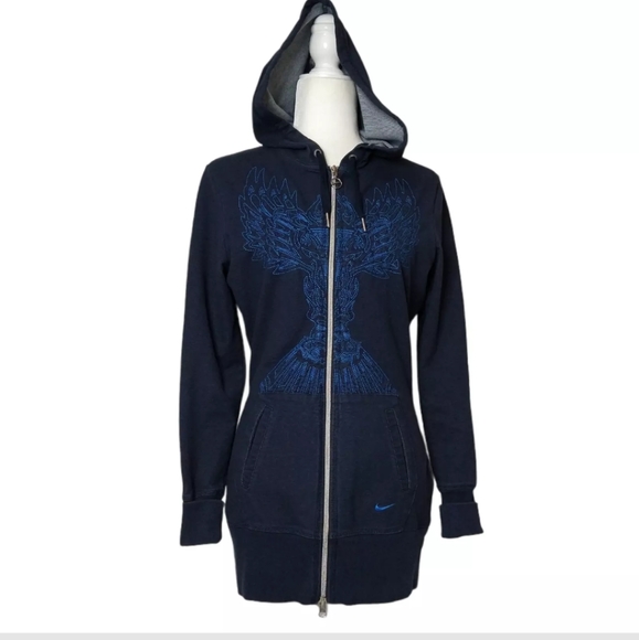 Nike | Tops | Rare Nike Hoodie Blue Embroidered Phoenix Medium | Poshmark